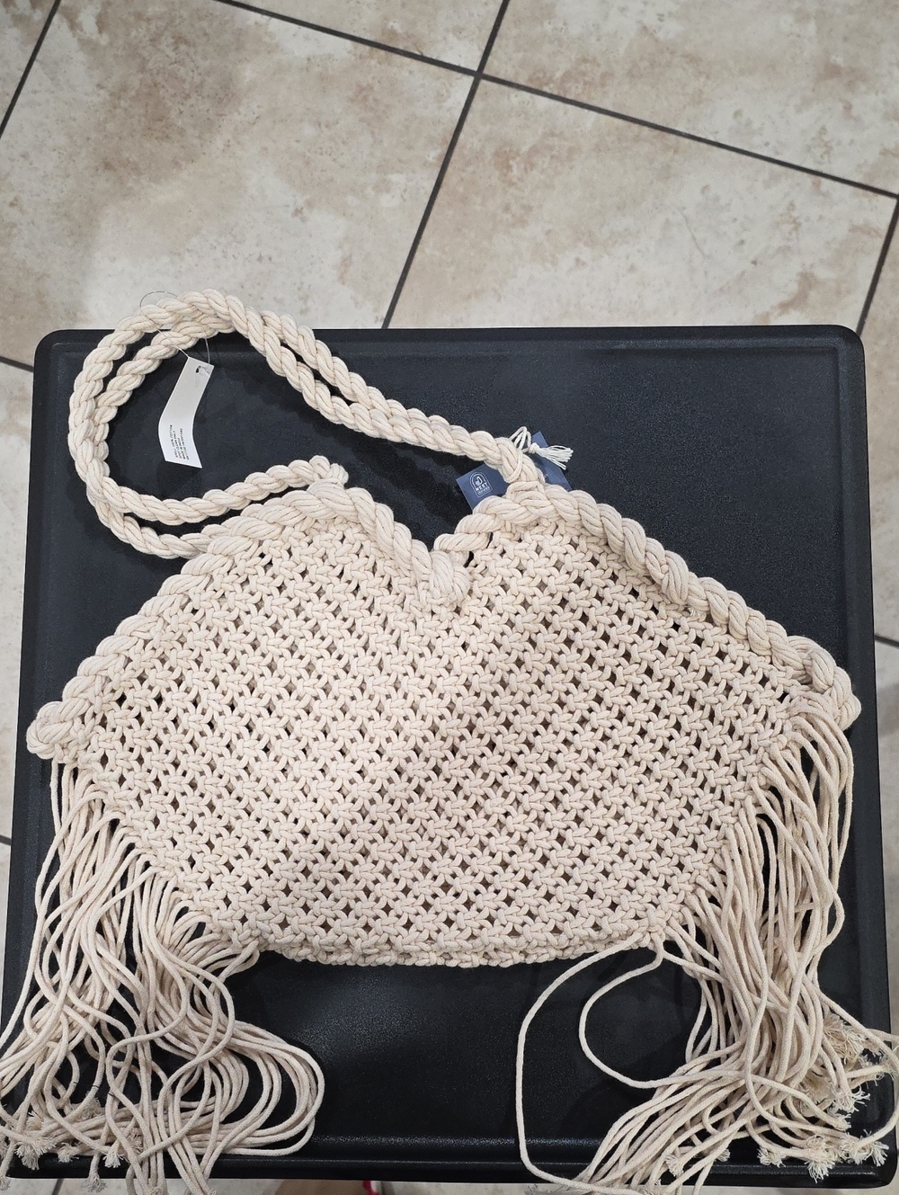 Universal Thread Cream Crochet Fringe Shoulder Bag